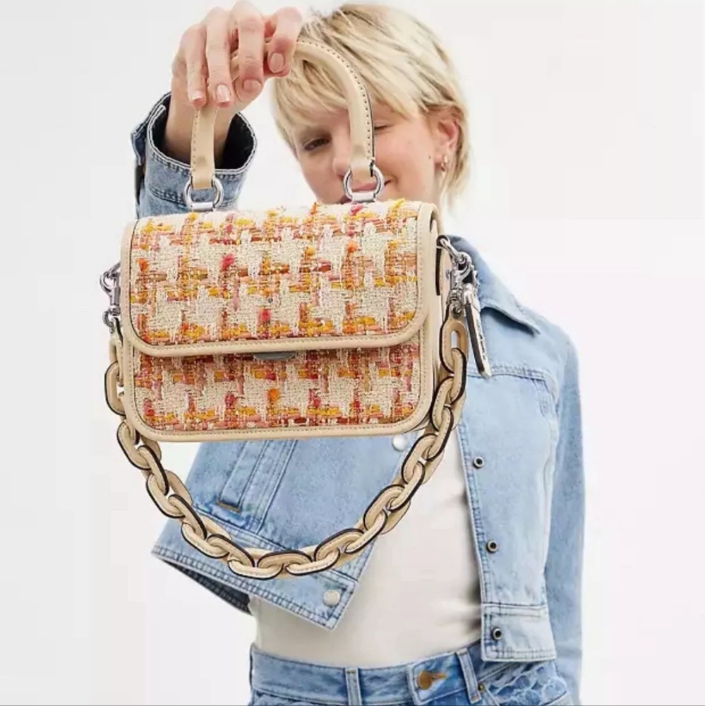 COACH Rogue Top Handle Bag In Tweed SILVER/NEUTRAL MULTI
